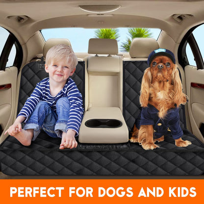 Premium Waterproof Dog Car Seat Cover - Non-Slip Back Seat Protector for Dogs, Compatible with Most Cars, Trucks, and SUVs - Black