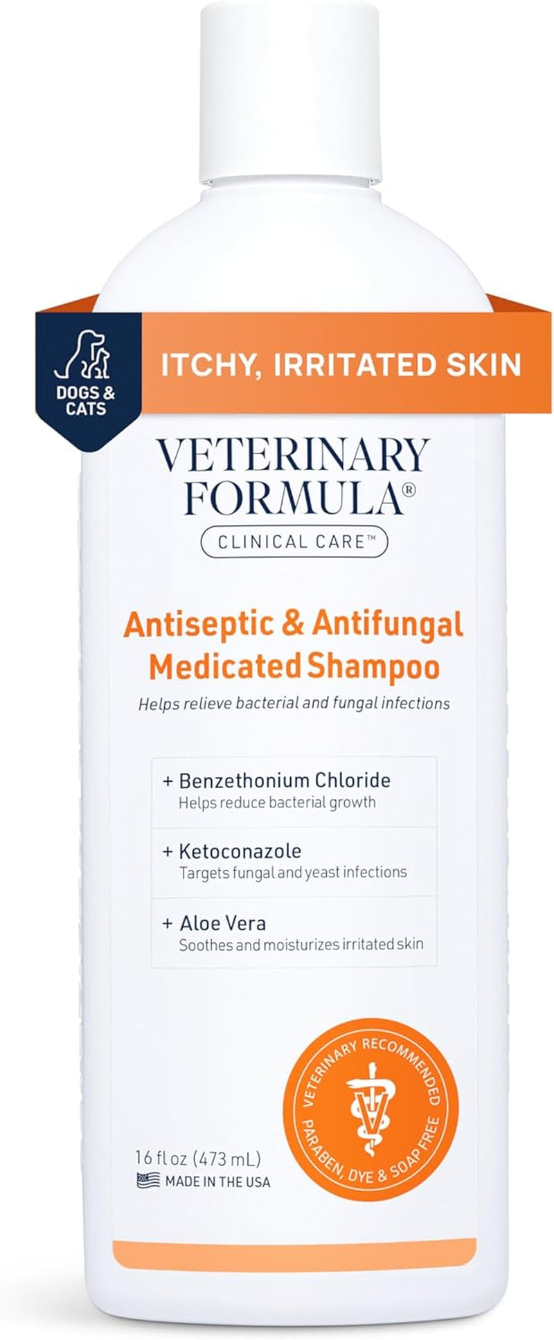 Clinical Care Antiseptic and Antifungal Medicated Shampoo for Dogs and Cats, 16 Fl Oz – Alleviates Scaly, Greasy, Red Skin – Paraben, Dye, and Soap-Free (1 Pack)