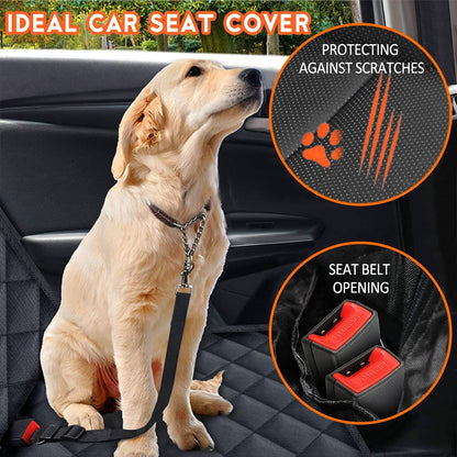 Premium Waterproof Dog Car Seat Cover - Non-Slip Back Seat Protector for Dogs, Compatible with Most Cars, Trucks, and SUVs - Black
