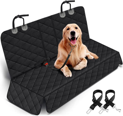 Premium Waterproof Dog Car Seat Cover - Non-Slip Back Seat Protector for Dogs, Compatible with Most Cars, Trucks, and SUVs - Black