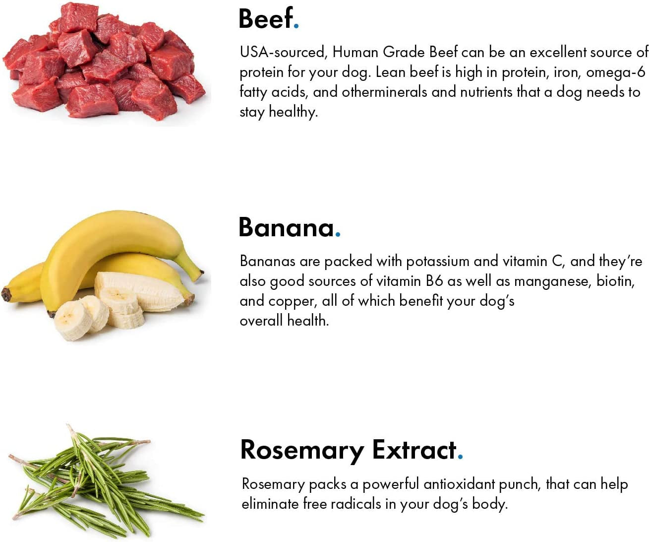 Premium Beef and Banana Dog Treats, 5 Oz - 100% Human Grade, USA Made, High Protein, Grain Free, Limited Ingredients, No Fillers, BHA-BHT Free, Soft and Tender