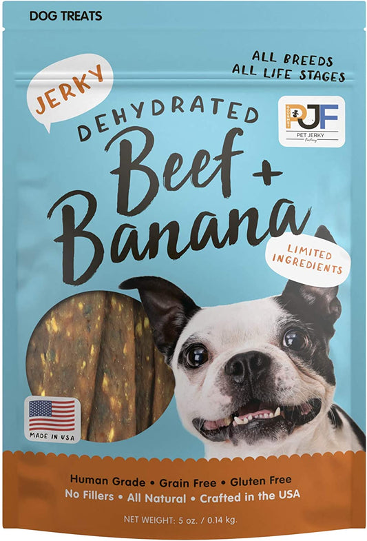Premium Beef and Banana Dog Treats, 5 Oz - 100% Human Grade, USA Made, High Protein, Grain Free, Limited Ingredients, No Fillers, BHA-BHT Free, Soft and Tender