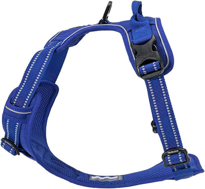Adjustable No-Pull Reflective Dog Harness - Comfortable Control Vest in Royal Blue (Medium)