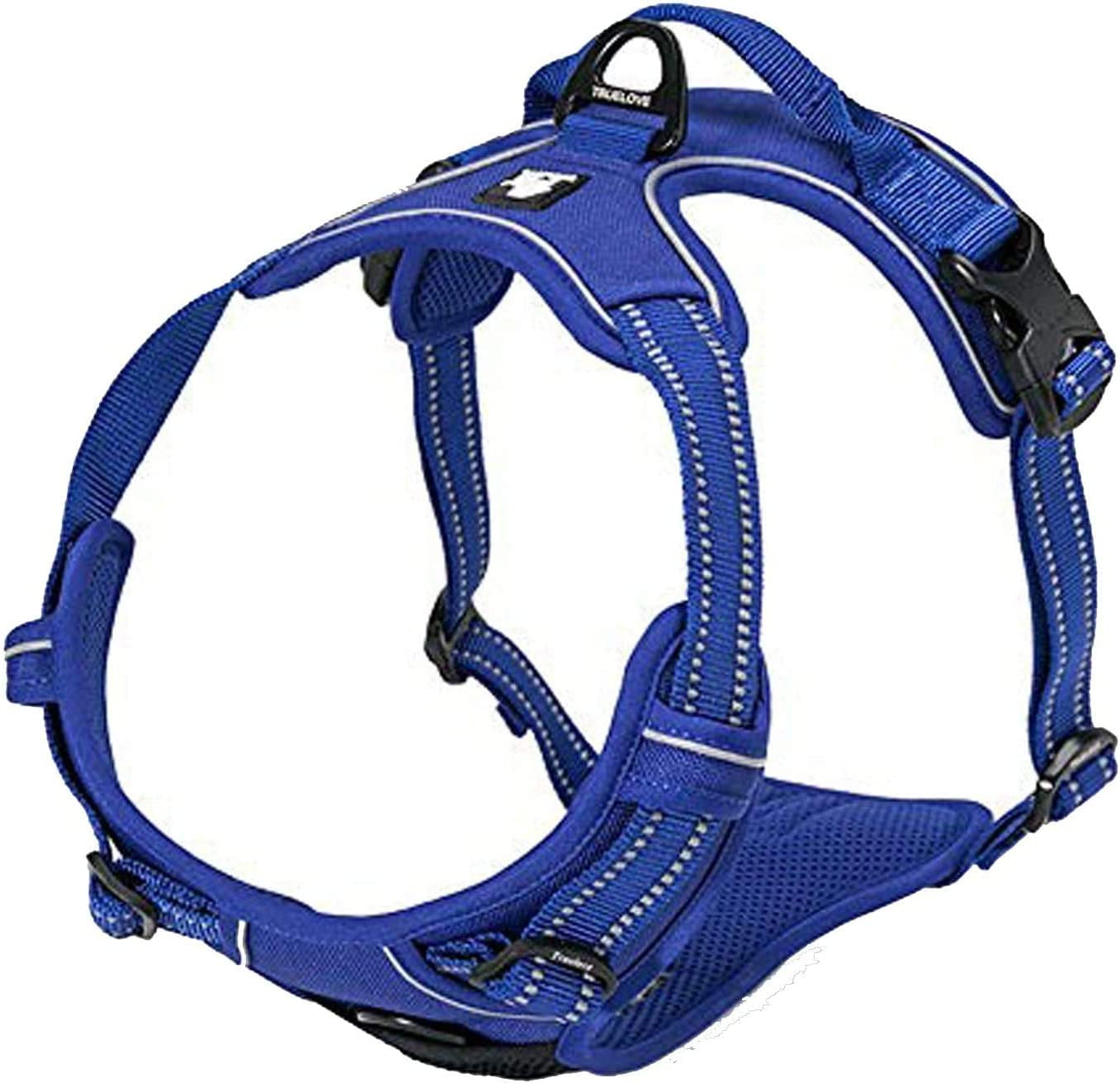 Adjustable No-Pull Reflective Dog Harness - Comfortable Control Vest in Royal Blue (Medium)